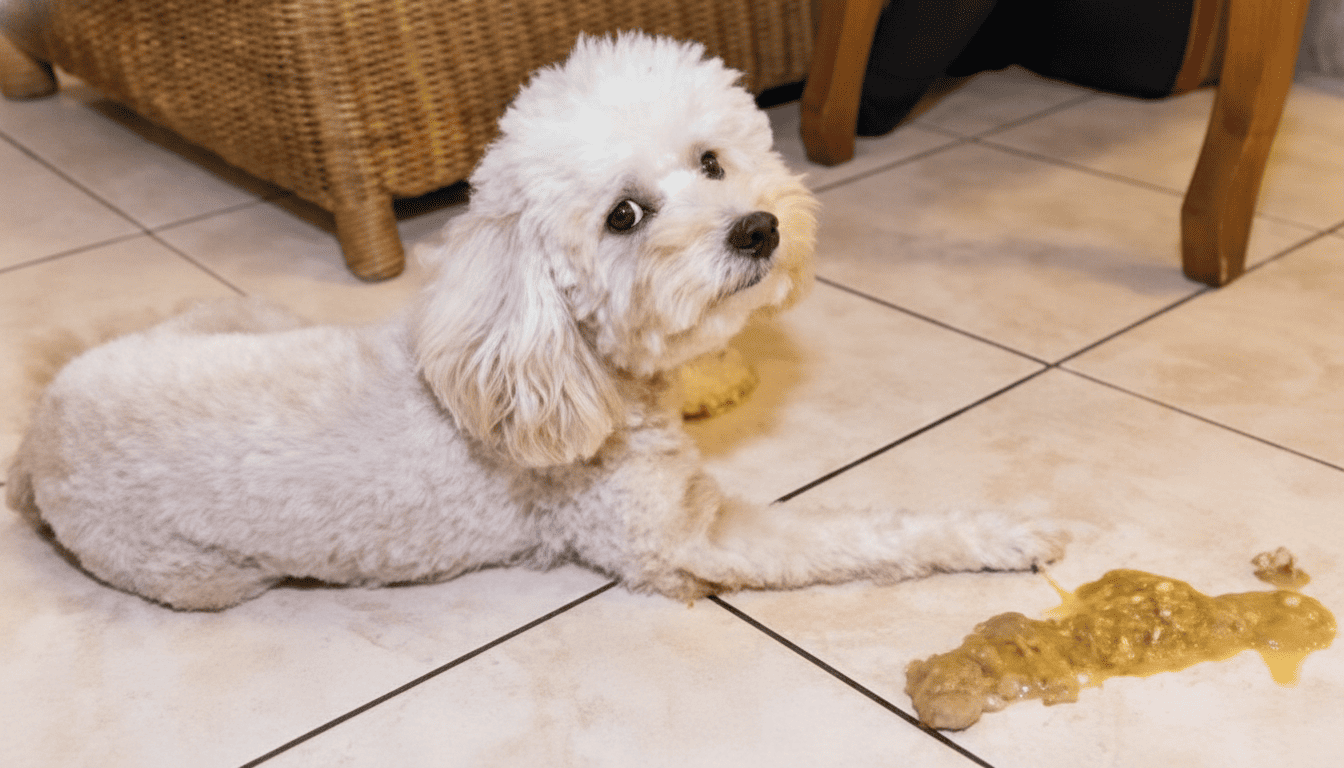 ¿Por qué mi perro vomita amarillo?