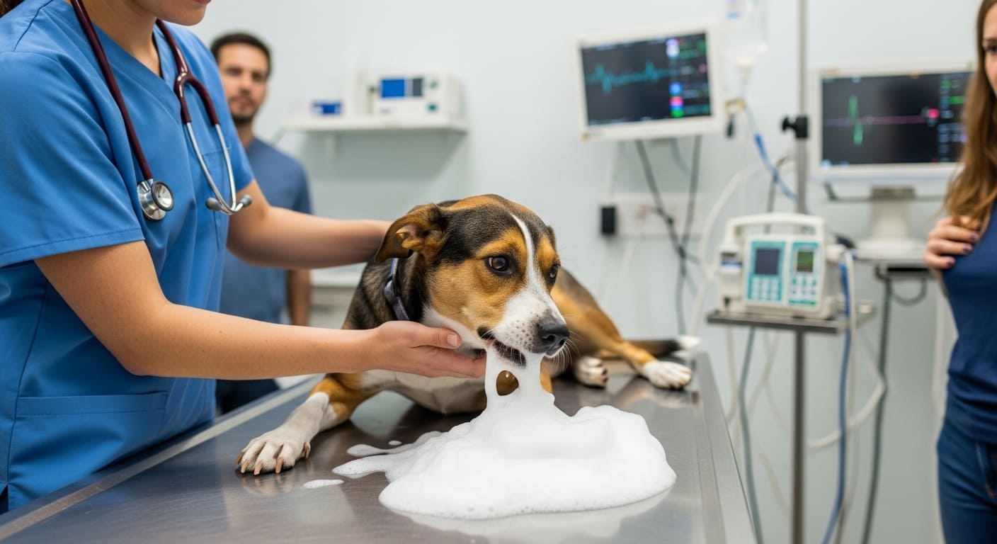 ¿Por qué mi perro vomita espuma blanca?