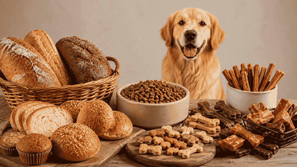 Alimentos de panadería y productos procesados para perros